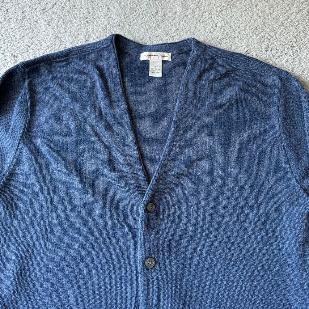 NEW Vintage Cypress Links Sweater‎ Mens Large Blue Cardigan Acrylic Classic 90s